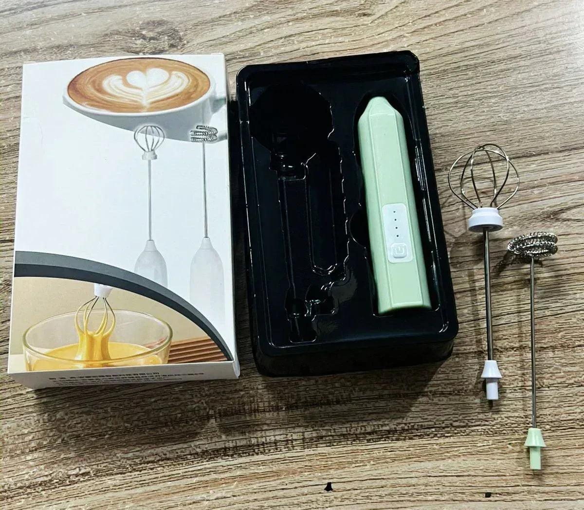 2-in-1 Rechargeable Electric Egg & Coffee Beater - Multi-Speed Mixer with Storage Tray & Box Packing - Homnix.pk