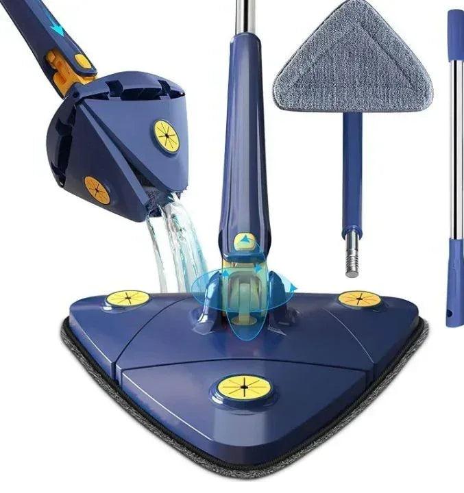 360° Rotating Triangle Mop with Automatic Water Squeezing - Extendable Handle for Wall, Ceiling & Floor Cleaning - Homnix.pk