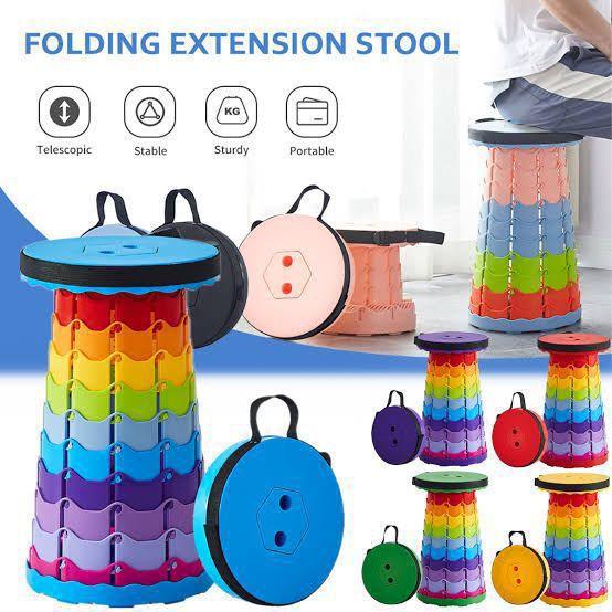Adjustable Telescopic Folding Round Stool - Portable & Retractable Travel Seat for Outdoor, Fishing & Home (Homnix PK)