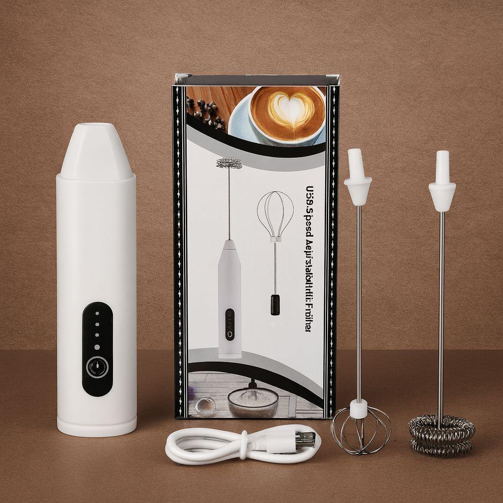 2-in-1 Rechargeable Handheld Coffee & Egg Beater - Portable Electric Milk Frother with Small Box Packing - Homnix.pk
