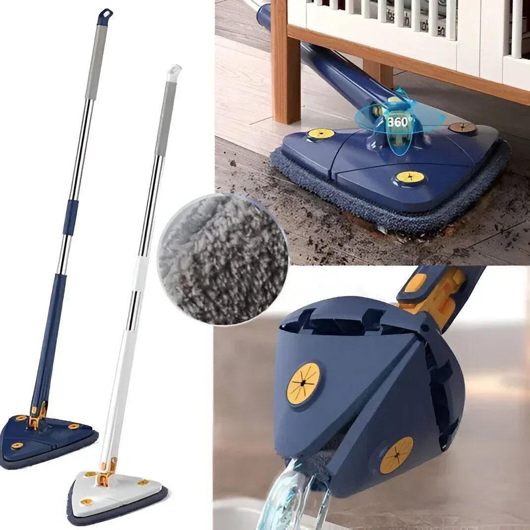 360° Rotating Triangle Mop with Automatic Water Squeezing - Extendable Handle for Wall, Ceiling & Floor Cleaning - Homnix.pk