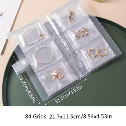 84-Grid Portable Plastic Jewelry Organizer Book - High Capacity Jewelry Storage & Display Case for Earrings & Rings