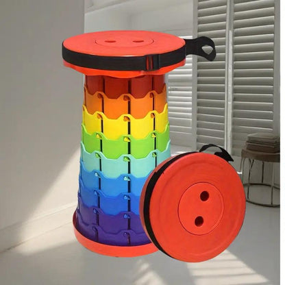 Adjustable Telescopic Folding Round Stool - Portable & Retractable Travel Seat for Outdoor, Fishing & Home (Homnix PK)