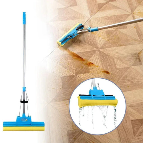 Double Squeeze Floor Sponge Mop - Super Absorbent PVA Mop with Heavy Duty Squeezing Mechanism & Extendable Handle - Homnix.pk