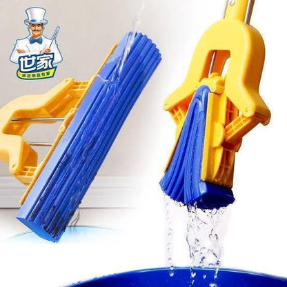 Double Squeeze Floor Sponge Mop - Super Absorbent PVA Mop with Heavy Duty Squeezing Mechanism & Extendable Handle - Homnix.pk