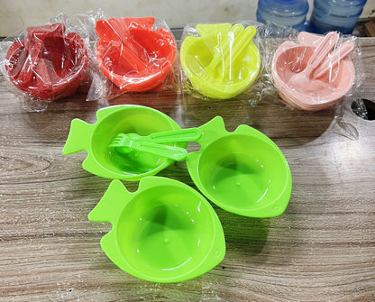 Pack of 3 Fish Shape Bowls with Spoon & Fork | Homnix PK