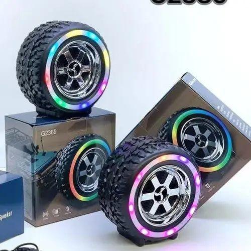 RGB Tyre Shape Rechargeable Bluetooth Speaker - Wireless Speaker with Multi-Color LED Lights & Bass Sound (Homnix PK)