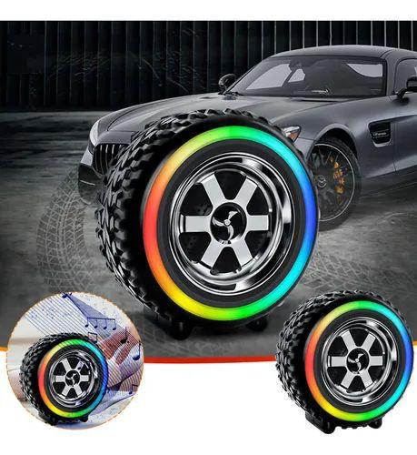 RGB Tyre Shape Rechargeable Bluetooth Speaker - Wireless Speaker with Multi-Color LED Lights & Bass Sound (Homnix PK)