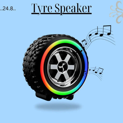 RGB Tyre Shape Rechargeable Bluetooth Speaker - Wireless Speaker with Multi-Color LED Lights & Bass Sound (Homnix PK)