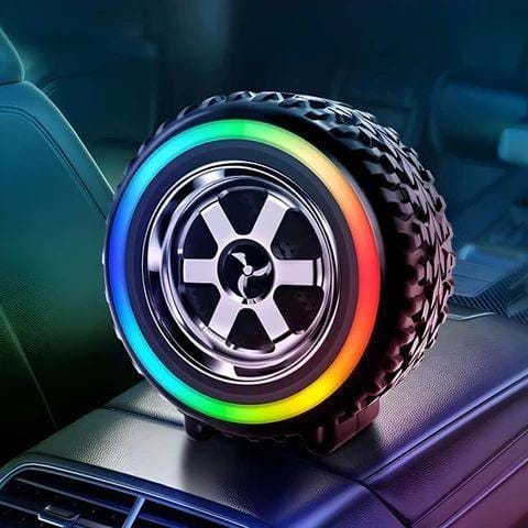 RGB Tyre Shape Rechargeable Bluetooth Speaker - Wireless Speaker with Multi-Color LED Lights & Bass Sound (Homnix PK)
