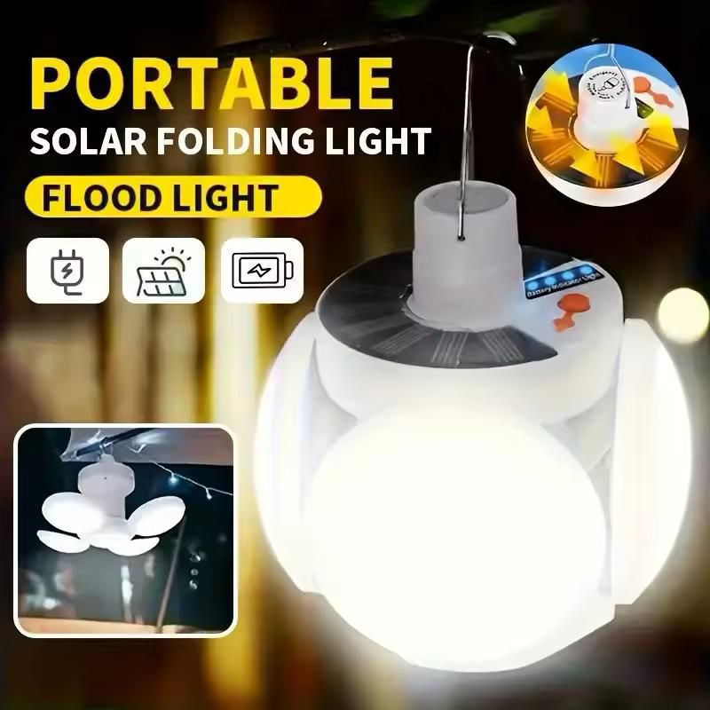 Solar 2-in-1 Rechargeable Foldable Hanging 5-Bulb Light  Homnix PK