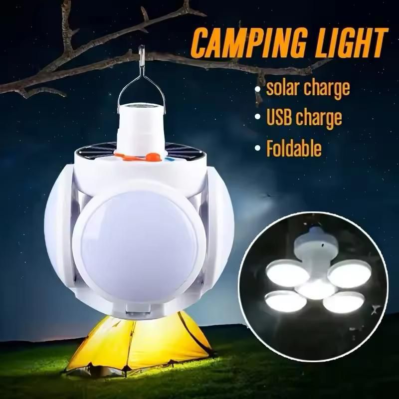 Solar 2-in-1 Rechargeable Foldable Hanging 5-Bulb Light  Homnix PK