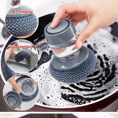 Stainless Steel Wire Palm Brush with Liquid Dispenser | Homnix PK