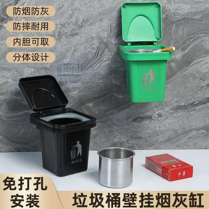 Wall-Mounted Creative Ashtray with Lid - Anti-Fly Ash & Smell Proof Trash Can for Bathroom, Living Room & Office