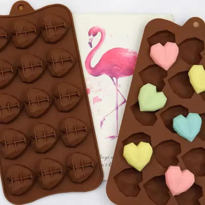 3D Diamond Heart Shape Silicone Mold - Reusable Geometric Chocolate & Cake Mold for Baking & DIY Crafts - Homnix.pk