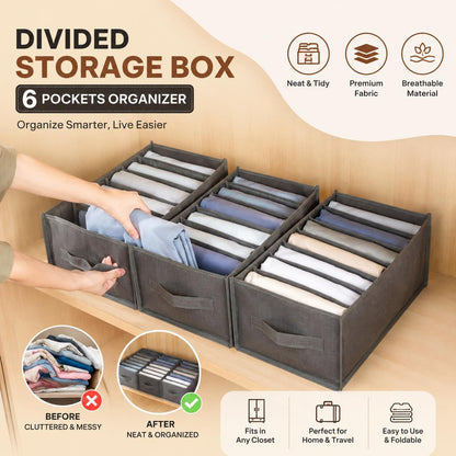 Woven Fabric Wardrobe Organizer - 6 & 9 Pockets Foldable Storage | Homnix PK
