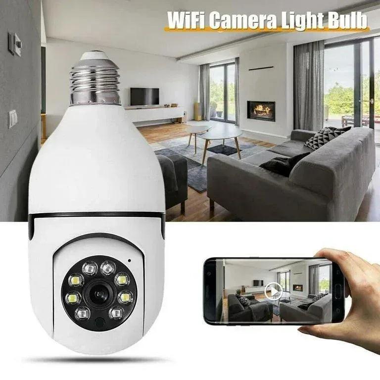 360° WiFi Panoramic Smart Security Camera - Wireless Bulb Holder Rotating IP Camera with Night Vision & Motion Detection - Homnix.pk