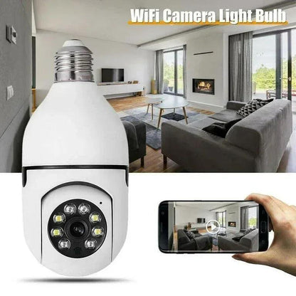 360° WiFi Panoramic Smart Security Camera - Wireless Bulb Holder Rotating IP Camera with Night Vision & Motion Detection - Homnix.pk