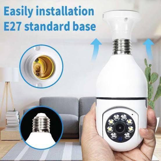 360° WiFi Panoramic Smart Security Camera - Wireless Bulb Holder Rotating IP Camera with Night Vision & Motion Detection - Homnix.pk