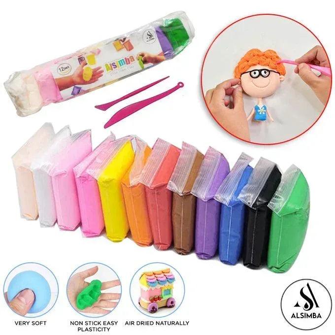 12-Pcs 11D Super Light Magic Clay Set - Colorful Modeling Clay with Tools for Kids (Educational & Creative Toy) - Homnix.pk