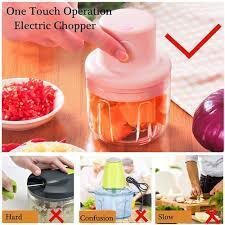 250ml Electric Mini Rechargeable Handy Chopper - Cordless Food Processor for Garlic, Ginger & Vegetables (Box Packing) - Homnix.pk