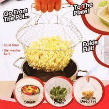 12-in-1 Foldable Stainless Steel Chef Basket - Multipurpose Magic Kitchen Tool for Frying, Boiling & Straining - Homnix.pk