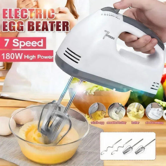 Scarlett Electric Hand Mixer & Egg Beater - 7 Speed Control with Chrome Beaters & Dough Hooks (180W) - Homnix.pk
