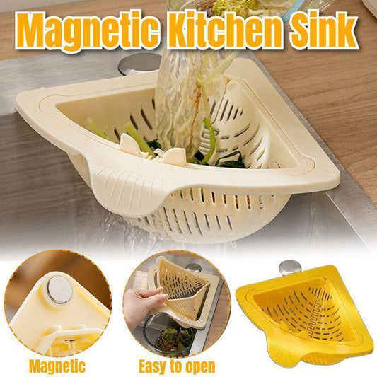 Magnetic Corner Sink Strainer & Drainage Basket - Foldable Kitchen Sink Filter for Food Waste (Random Colors) - Homnix.pk