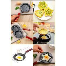 Nonstick mini frying pan with star and round molds for making shaped eggs and omelets