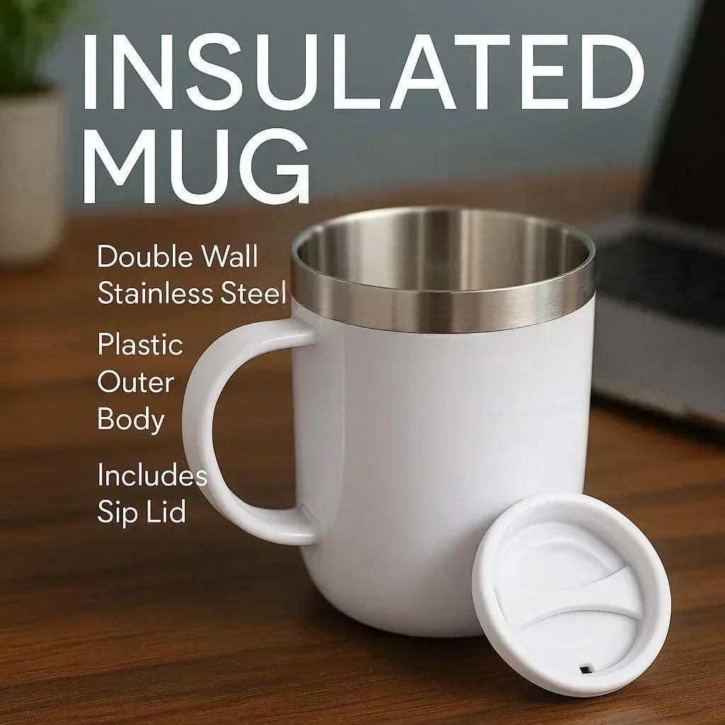 Insulated Stainless Steel Hot & Cold Coffee Mug - 400ml Airtight Travel Mug with Leak-Proof Lid (Random Colors) - Homnix.pk
