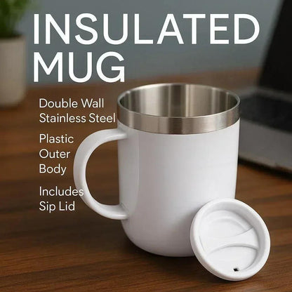 Insulated Stainless Steel Hot & Cold Coffee Mug - 400ml Airtight Travel Mug with Leak-Proof Lid (Random Colors) - Homnix.pk