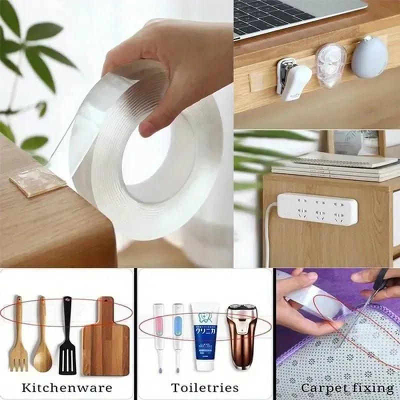 Reusable Double-Sided Nano Magic Tape - 3 Meters Strong Adhesive Transparent Tape for Home, Office & Car (Imported) - Homnix.pk