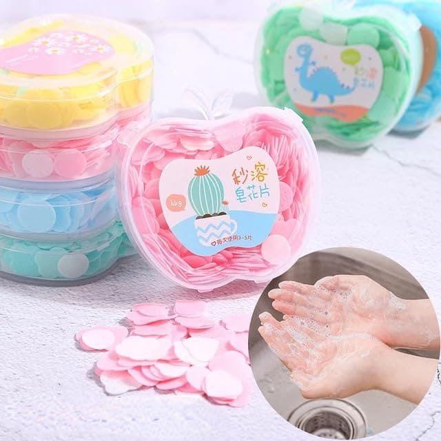 Portable Apple Shape Paper Soap Box for Travel - Disposable Scented Soap Sheets (Random Colors) - Homnix.pk