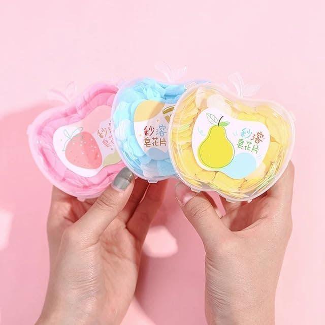 Portable Apple Shape Paper Soap Box for Travel - Disposable Scented Soap Sheets (Random Colors) - Homnix.pk