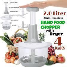 Premium Push Style Manual Food Chopper - 1.5L & 2.0L Capacity with 3 Stainless Steel Blades, Whisking Beater & Safety Lock - Homnix.pk