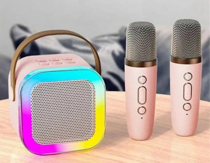 RGB Portable Bluetooth Karaoke Speaker with Wireless Mic & Ambient Lamp - Rechargeable Party Speaker (Available with 1 or 2 Mics) - Homnix.pk